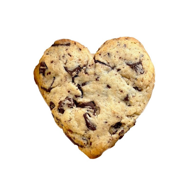 Heart shaped chocolate chips cookie