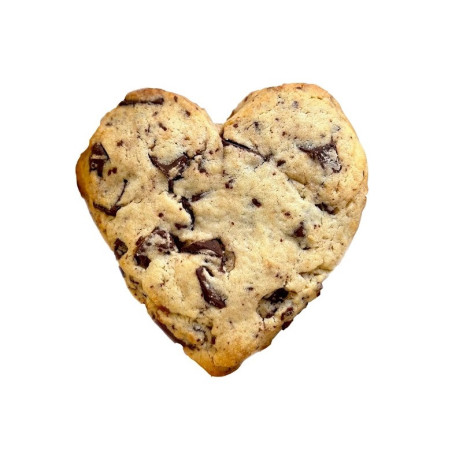 Heart shaped chocolate chips cookie